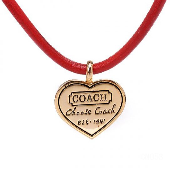 Coach Heart Logo Red Necklaces CXO | Women - Click Image to Close